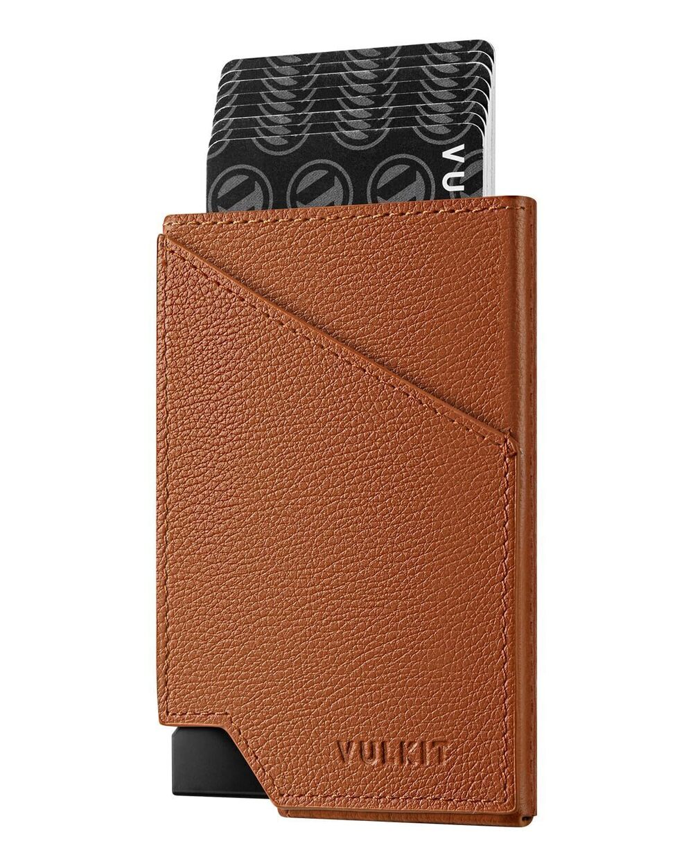9777 Pop up Card Wallet Leather RFID Blocking Slim Aluminum Metal Bank Card